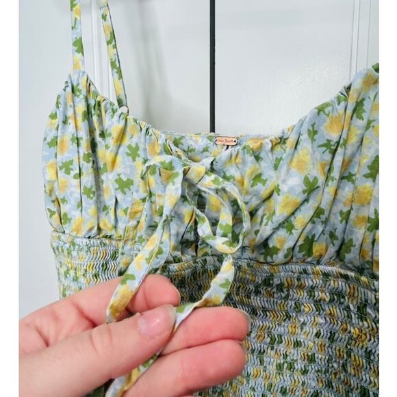 Free People $128 Lavender Daze Floral Smocked Drop Waist Midi Dress Size Large - Picture 7 of 10